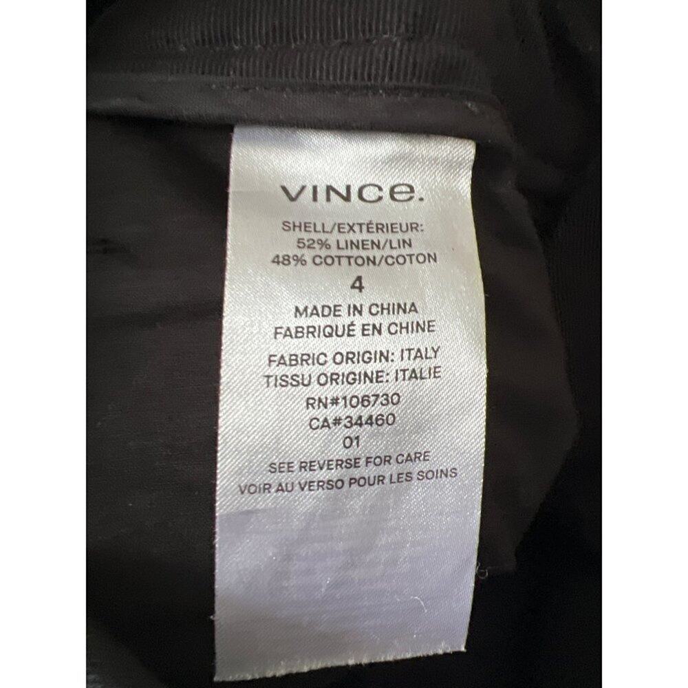 Vince Linen Cotton Wide Leg Crop Pants Black High Rise Size 4 Ankle Trouser Fits - Picture 5 of 7